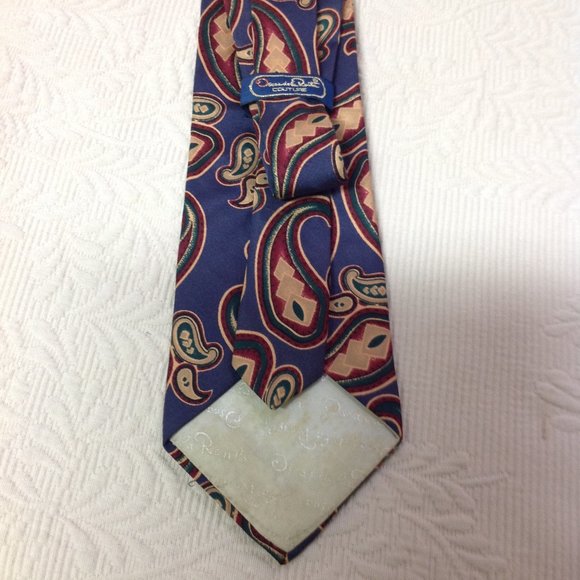 Oscar de la Renta Couture Vintage PAISLEY Neck Tie - Picture 6 of 11